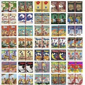 Printable Mini Vintage Kids Book Covers Set – 45 Mixed Titles | Dollhouse Size 1:12 | Miniature Books DIY Kit