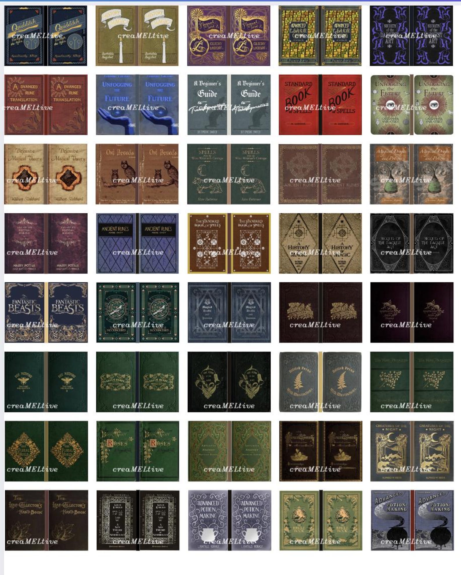 Mini Library Mini Books Fantasy Wizard Library Mini Book Covers Set – 40 Printable Miniature ...