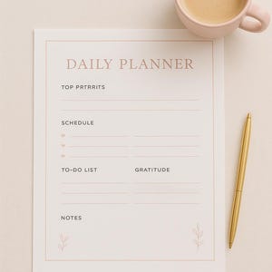 Minimalist Daily Planner Printable | Beige Aesthetic To-Do List | Digital Download | Productivity Planner Sheet | Instant Download