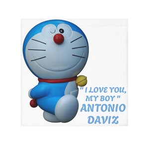 Doraemon Face Towel - Cute Cotton Hand Towels, Cartoon Character Gifts for Kids, Bath and Spa Towels, Nursery Decor
