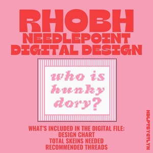 Hunky Dory Needlepoint DIGITAL DOWNLOAD, Real Housewives Needlepoint, RHOBH Needlepoint, Digital Canvas, Digital Needlepoint Design