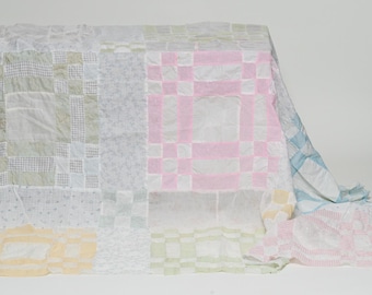 Antique Sheer Floral Quilt Top Textile