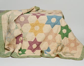 Antique Stars and Hexagons Cotton Quilt