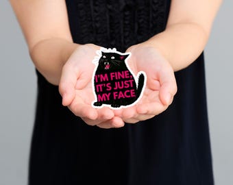 Funny Black Cat Sticker, Sarcastic Introvert Gift, Dishwasher Safe