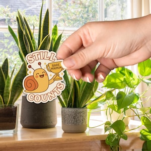 Bare Minimum Snail Sticker: Funny Mental Health Dishwasher Safe Vinyl Decal