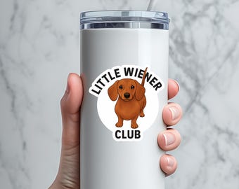 Little Wiener Club Sticker: Funny Dachshund Dishwasher Safe Vinyl Decal