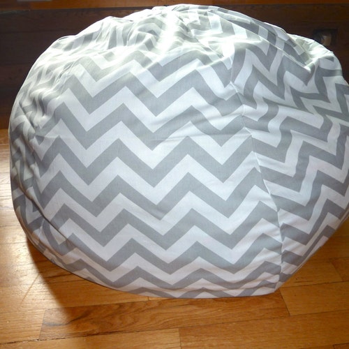 Grey & White Chevron Bean Bag Chair Cover Silver Gray Red Etsy