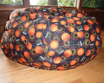 Basketball Bean Bag Chair Cover, Basketball Hoops, Orange and Black