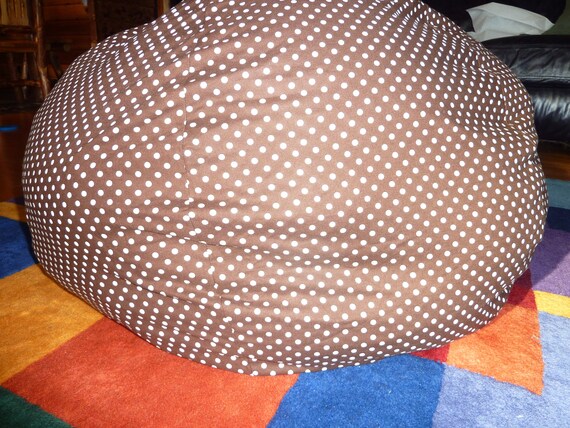 Chocolate Brown With Natural Polka Dot Bean Bag Chair Cover Cream Off White Etsy Kids Gift Under 75