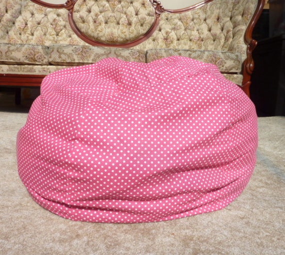 Hot Pink With White Polka Dot Bean Bag Chair Cover Pink Etsy