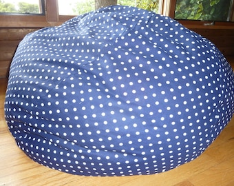 Navy Blue with White Polka Dot Bean Bag Chair Cover