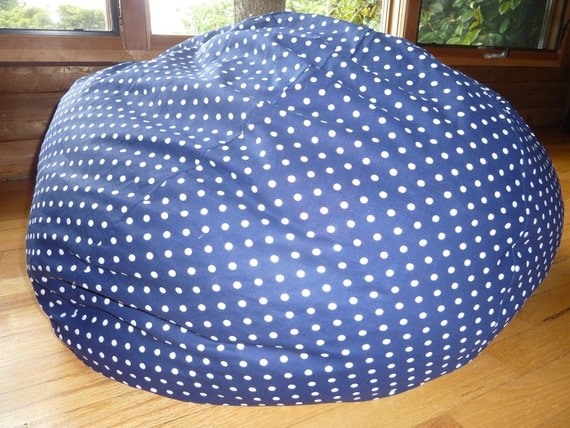 Navy Blue With White Polka Dot Bean Bag Chair Cover Etsy