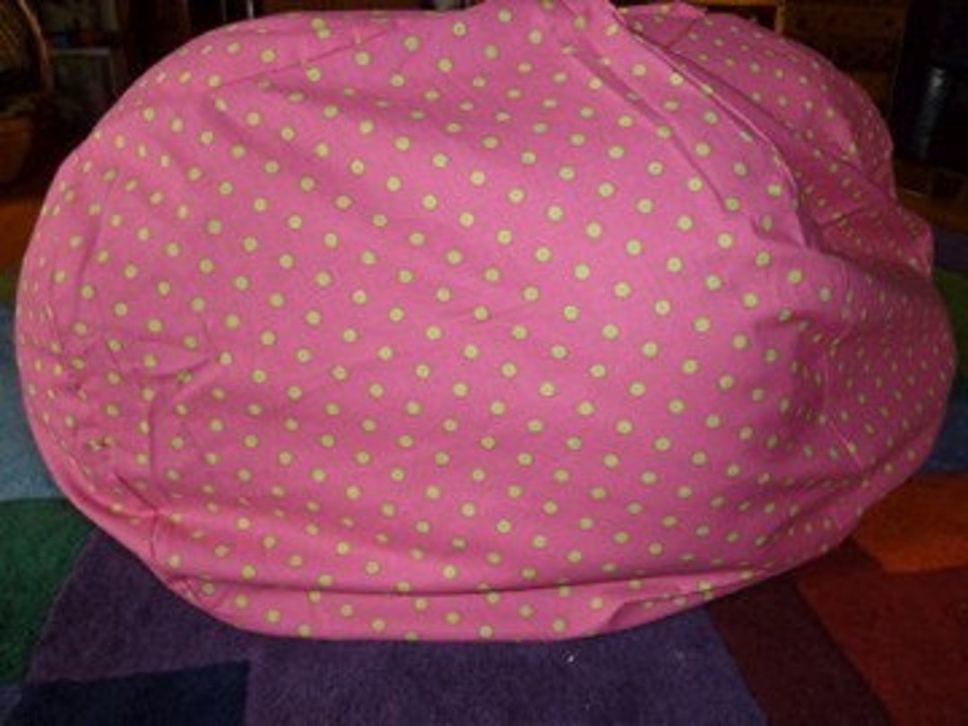 Pink/green Polka Dot Bean Bag Chair Cover, Hot Pink, Candy Pink, Bright