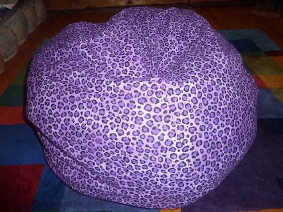 Deep Purple Leopard Print Bean Bag Chair Cover Purple And Etsy
