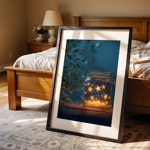Magische Sterne im Glas leuchtenden Nachthimmel Kunstdruck Trendige Wandkunst Zimmer Dekor ästhetische Kunstdrucke Download herunterladbare Druck trendige Poster