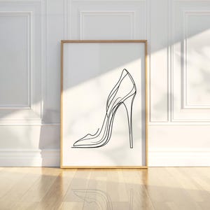 Minimalistische High Heels Frau Abschlussball Schuhe Linie Kunst Skizze Zeichnung druckbare trendige Poster Wand Kunst Druck moderne Wohnkultur digitaler Download