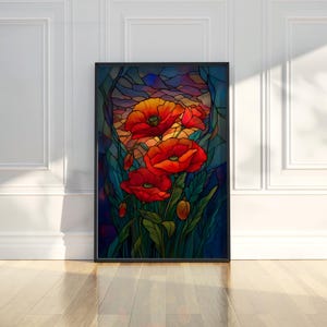 Abstract Red Poppy Flower Poppies Floral Botanical Plant Painting Printable Trendy Poster Wall Art Print Modern Home Decor Digital Download