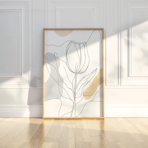 Abstrakte minimalistische Tulip Blume Linie Kunst Bleistift Skizze Zeichnung Wand Kunst Druck druckbares Poster moderne Blumen Wohnkultur digitaler Download