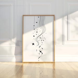 Minimalistischer Stern Design Linie Kunst Zeichnung Bleistift Skizze Druck Wand Kunst druckbares Poster moderne himmlische Wohnkultur digitaler Download Geschenkidee