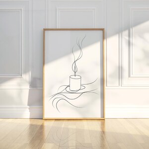 Abstrakt minimalistisch Kerze Linie Kunst Bleistift Skizze Zeichnung Malerei druckbare trendige Poster Wand Kunst Druck moderne Wohnkultur digitaler Download