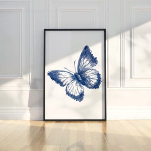 Butterfly Ink Sketch Art Print: Modern Insect Line Drawing (Digital Download)