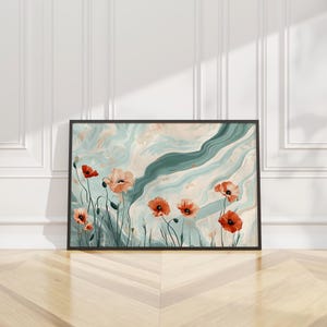 Poppy Field Landscape Print: Summer Breeze Floral Wall Art (Digital Download)