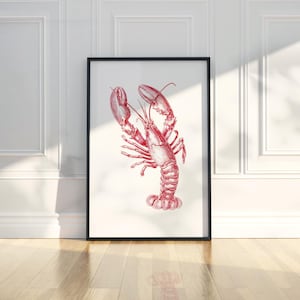 Lobster Ink Sketch Line Art Simple Animal Illustration Drawing Printable Trendy Poster Wall Art Print Modern Home Decor Digital Download