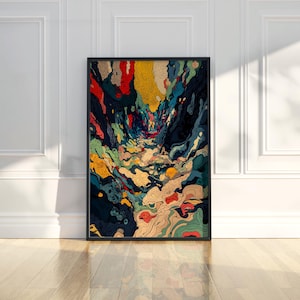 Abstract Canyon Color Mix Pattern Painting Printable Trendy Asian Poster Wall Art Print Modern Home Office Room Decor Digital Download Gift