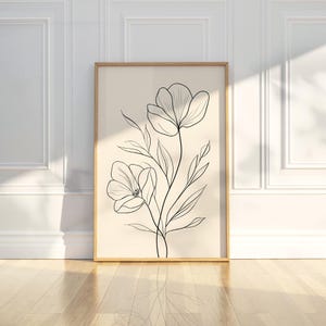 Minimalistische Wildblumen Blume Linie Kunst Bleistift Skizze Zeichnung Kunst Druck druckbare Poster moderne einfache Blumen Wohnkultur digitaler Download