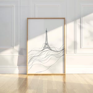 Minimalistische Abstrakt Eiffelturm Linie Kunst Bleistift Skizze Zeichnung druckbare trendige Poster Wand Kunst Druck moderne Wohnkultur digitaler Download