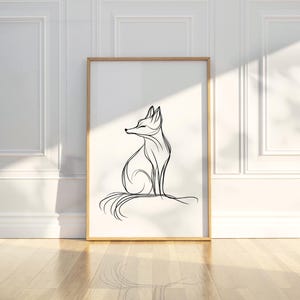 Minimalist Abstrakt Fuchs Tier Linie Kunst Bleistift Skizze Printable Trendy Poster Wand Kunst Druck Moderne Wohnkultur Digital Download Geschenk