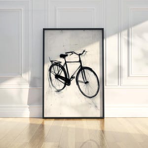 Fahrrad Linie Kunst Bleistift Skizze Zeichnung druckbare trendige Retro Poster Vintage Wand Kunst Druck einfache moderne Haus Raum Dekor digitaler Download