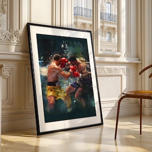 Boxers Fighting Boxing Match Sports Art Print Trendy Wall Art Room Decor Aesthetic Art Prints Download Downloadable Print Trendy Poster