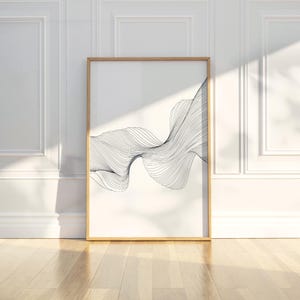 Abstract Line Drawing Sketch Wall Art Print Black White Modern Contemporary Dynamic Flow Movement Home Decor Living Room Office Hallway Idea