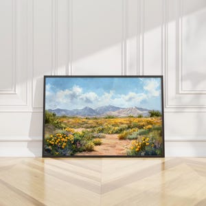 Desert Landscape Painting Wall Art Print Mountain Wildflower Southwestern Nature Modern Home Decor Living Room Bedroom Office Digital Gift