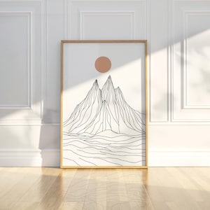 Minimalist Mountain Line Art Print: Abstract Landscape (Digital Download)