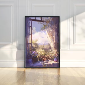 Atmospheric Sunlight Window Wall Art Print Nature Landscape Modern Home Bedroom Office Decor Cozy Serene Art Digital Download Printable Gift