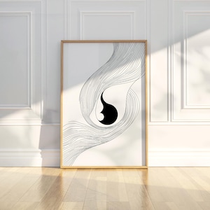 Minimalistische abstrakte Yin Yang Linie Kunst Bleistift Skizze Zeichnung druckbare trendige Poster Wand Kunst Druck moderne Wohnkultur digitaler Download Geschenk