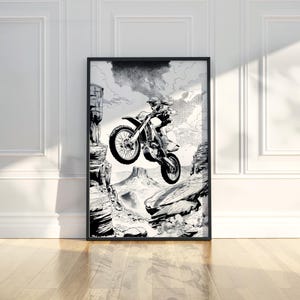 Comic Style Motorcycle Dirt Bike Sports Wall Art Print Painting Printable Trendy Poster Modern Home Room Decor Artwork Digital Download Gift