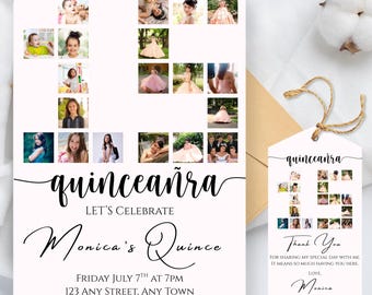 Quinceañera Invitation Template – Editable Minimalist Canva Design – Bilingual Sweet 15 in Spanish & English – Instant Download