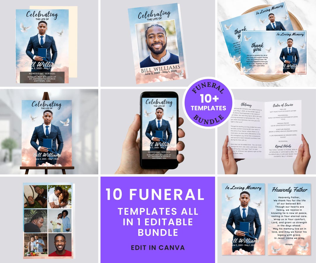Homegoing Funeral Bundle – Editable Celebration of Life Templates for ...