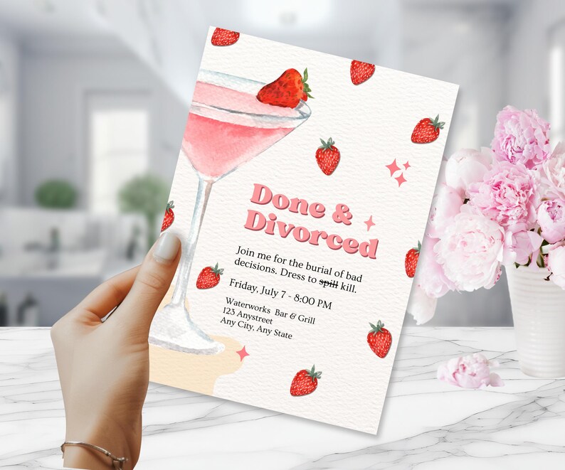 5x7 On Side Divorce Party Invitation – Editable Funny Breakup Invite for Women
