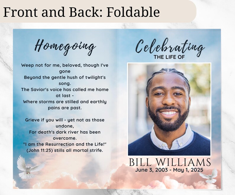 Homegoing Program Payer Homegoing Funeral Program Template - Editable