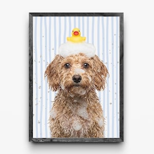 Funny Dog Bathroom Art: Rubber Duckie