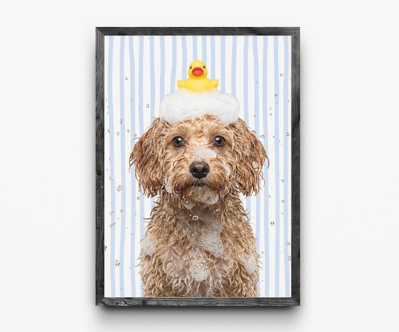 Funny Dog Bathroom Art: Rubber Duckie