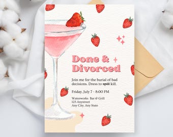 Divorce Party Invitation – Editable Funny Breakup Invite for Women – Printable Digital Download, Girls Night Divorce Celebration in Canva