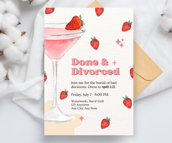 Divorce Party Invitation – Editable Funny Breakup Invite for Women – Printable Digital Download, Girls Night Divorce Celebration in Canva