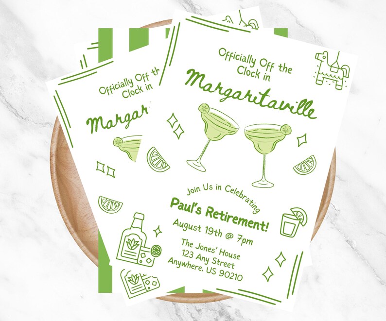 Margarita Retirement Invitation – “off the Clock” Party Invite – Custom ...