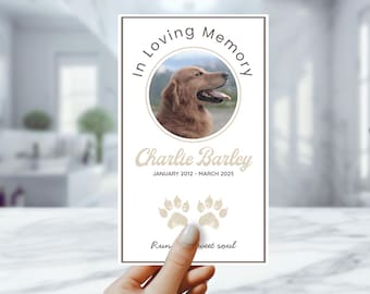 Dog Memorial Prayer Card – Editable Pet Funeral Keepsake (Digital Download, 3x5" Two-Sided)