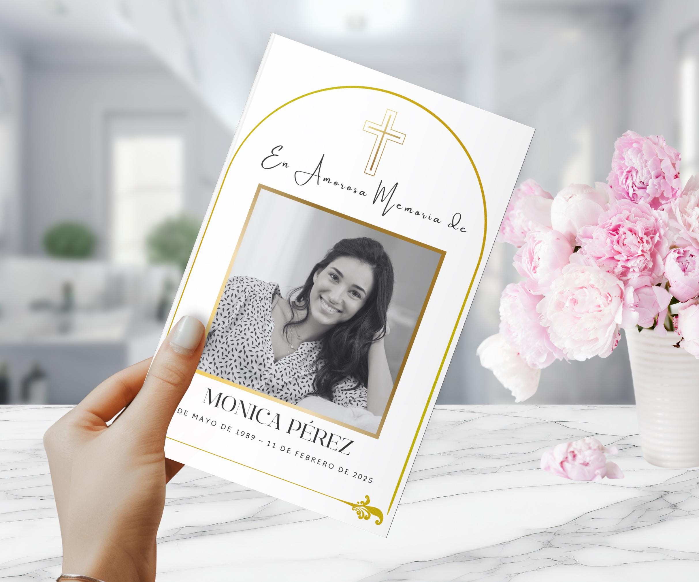 Spanish Funeral Program Template - Editable Bilingual Obituary Pamphlet ...
